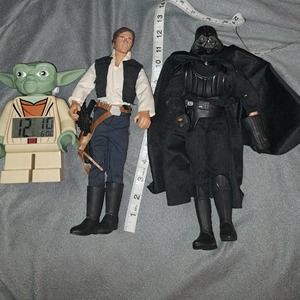 VINTAGE 12 inch 1996 Kenner Star Wars Han Solo - Darth & Yoda clock